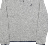 NAUTICA Mens Grey & Navy Plain Pullover Patterned V-Neck Regular L Jumper