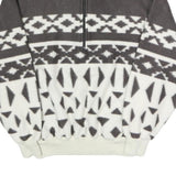 TRADER BAY Mens Grey & White Patterned Fleece Jacket M Polyester Zip Neck