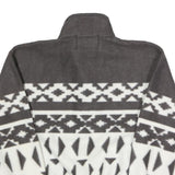 TRADER BAY Mens Grey & White Patterned Fleece Jacket M Polyester Zip Neck