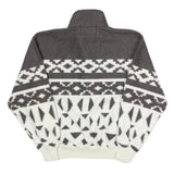 TRADER BAY Mens Grey & White Patterned Fleece Jacket M Polyester Zip Neck