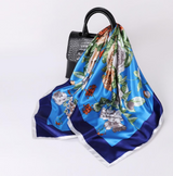 Anyyou Fashion Premium Satin Square Scarf – Peony Blue Silk-Feel Neckwrap for Women