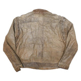 PORTRAIT Mens Brown Leather Zip Jacket XL Leather Plain Classic Fit Button