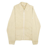 REEBOK Mens Beige Cotton Jacket S Plain Zip Casual Lightweight Sportswear