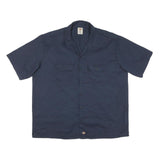 DICKIES Mens Blue Work Shirt 2XL Cotton Blend Short Sleeve Button Up Classic
