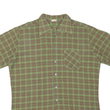 ACKERMANN Mens Green & Brown Check Shirt M Cotton Blend Short Sleeve Casual