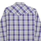 WRANGLER Mens Purple & White Check Western Shirt L Cotton Blend Comfortable Fit