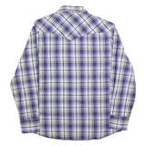 WRANGLER Mens Purple & White Check Western Shirt L Cotton Blend Comfortable Fit