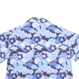 BALOU Womens Blue Floral Print Shirt S Cotton Summer Casual Short Sleeve