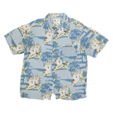 ME SPORT Mens Blue Rayon Hawaiian Shirt M Tropical Palm Print Summer