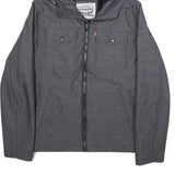 LEVI'S Mens Grey Hooded Jacket S Polyester Blend Zip Pocket Casual