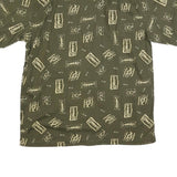 MEL RICHMAN Mens Green & Cream Cotton Blend Shirt 2XL Printed Button Short