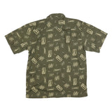 MEL RICHMAN Mens Green & Cream Cotton Blend Shirt 2XL Printed Button Short