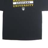 PORT COMPANY Mens Black Manchester Spartans University Graphic T-Shirt XL Short