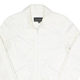 CALVIN KLEIN JEANS Womens White Cotton Blend Zip Jacket S Plain Stylish Classic
