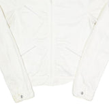 CALVIN KLEIN JEANS Womens White Cotton Blend Zip Jacket S Plain Stylish Classic