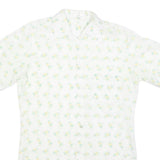 Mens White & Yellow Abstract Print Short Sleeve Cotton Blend Shirt M Casual