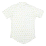 Mens White & Yellow Abstract Print Short Sleeve Cotton Blend Shirt M Casual