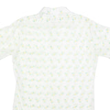 Mens White & Yellow Abstract Print Short Sleeve Cotton Blend Shirt M Casual