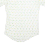 Mens White & Yellow Abstract Print Short Sleeve Cotton Blend Shirt M Casual