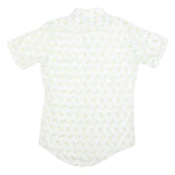 Mens White & Yellow Abstract Print Short Sleeve Cotton Blend Shirt M Casual