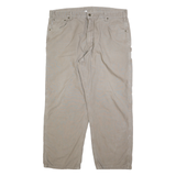 CARHARTT Mens Regular Beige Cotton Blend Trousers W42 L32 Workwear Zip Closure