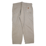 CARHARTT Mens Regular Beige Cotton Blend Trousers W42 L32 Workwear Zip Closure