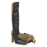 ASOS Womens High Knee Boots Leather Black & Brown UK 5 Stylish Elegant