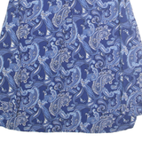 TRAVELSMITH Womens Blue Paisley Shirt L Rayon Long Sleeve Button Closure