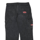 Mens Black Cotton Blend Regular Fit Cargo Jeans W40 L30 Utility Pocket Zip