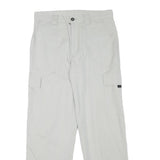 Mens White Regular Fit Cargo Trousers W31 L30 Polyester Blend Zip Closure