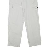 Mens White Regular Fit Cargo Trousers W31 L30 Polyester Blend Zip Closure