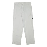 Mens White Regular Fit Cargo Trousers W31 L30 Polyester Blend Zip Closure