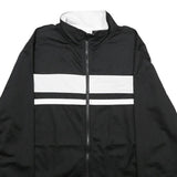 STARTER Mens Black & White Track Jacket L Polyester Zip Casual Sportswear
