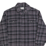 JACHS Mens Grey & Black Check Shirt M Cotton Blend Casual Long Sleeve Button