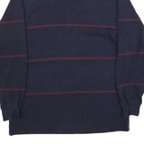 TOMMY HILFIGER Mens Navy Blue & Red Long Sleeve Striped L Polo Shirt Cotton