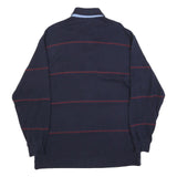 TOMMY HILFIGER Mens Navy Blue & Red Long Sleeve Striped L Polo Shirt Cotton