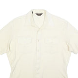 VELLION Mens Cream Plain Shirt L Button Pocket Casual Polyester Blend