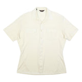 VELLION Mens Cream Plain Shirt L Button Pocket Casual Polyester Blend