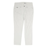 JECKERSON Mens White Cotton Woven Regular Fit Straight Trousers W30 L28 Zip