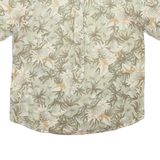 DAVID TAYLOR Mens Beige & Cream Floral Cotton Blend Shirt L Summer Casual Button