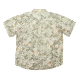 DAVID TAYLOR Mens Beige & Cream Floral Cotton Blend Shirt L Summer Casual Button