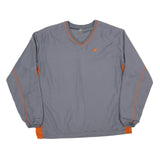 STARTER Mens Grey & Orange V-Neck Sweatshirt L Lightweight Polyester Blend
