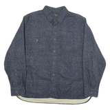 FREEDOM FOUNDRY Mens Blue Speckled Cotton Blend Shirt L Long Sleeve Button