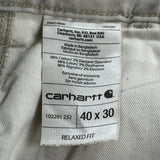 Carhartt Cargo Trousers - 40W 30L Khaki Cotton Blend