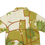 Mens Green & Cream Abstract Pattern Polyester Blend Shirt L Zip Front Casual