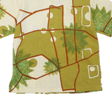 Mens Green & Cream Abstract Pattern Polyester Blend Shirt L Zip Front Casual