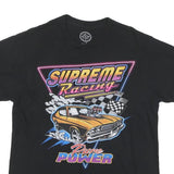 DOM Mens Black Supreme Racing Graphic T-Shirt M Short Sleeve Crew Neck Vintage