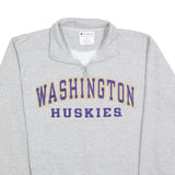 CHAMPION Mens Grey Washington Huskies 1/4 Zip Sweatshirt M Cotton Blend Pullover