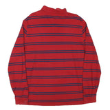 POLO RALPH LAUREN Mens Red & Navy Blue Striped Long Sleeve Polo Shirt XL Cotton