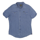 PME LEGEND Mens Blue Checked Shirt L Casual Cotton Short Sleeve Summer